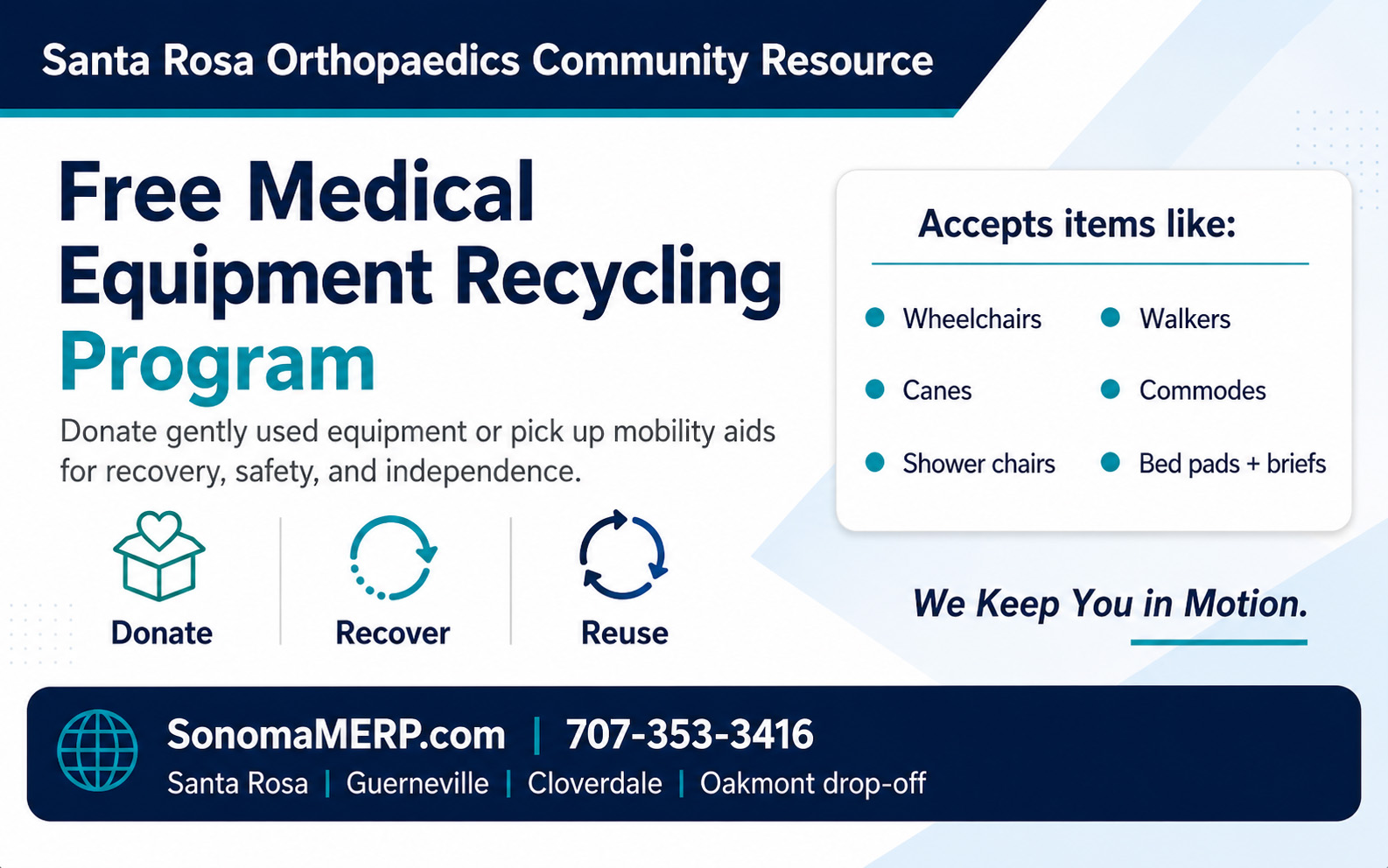 Free Medical Equipment Recycling Program in Sonoma County